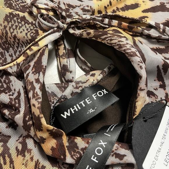 White Fox Too Extra Halter Mini Dress Leopard Spritz Size XL - Picture 5 of 7
